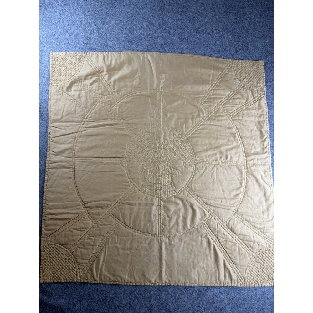 Vintage 1979 Handmade Lap Quilt Baby Blanket Solid Yellow Front Floral Back